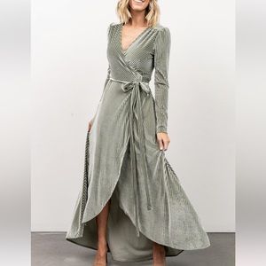 Ribbed Velvet Wrap Dress